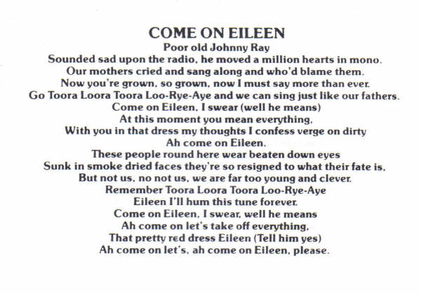 Come On Eileen Lyrics